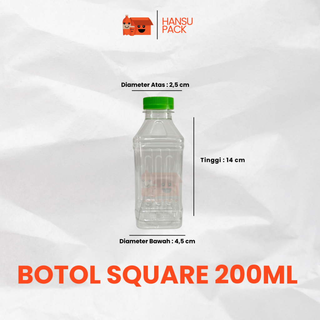 (Isi 10pc) Botol Square 200ml Botol Plastik 200ml Kotak (Long Neck)