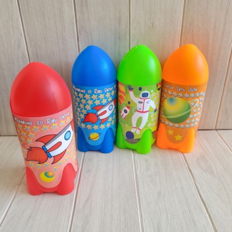 Celengan Target bahan plastik tebal/celengan menabung/celengan plastik ROKET