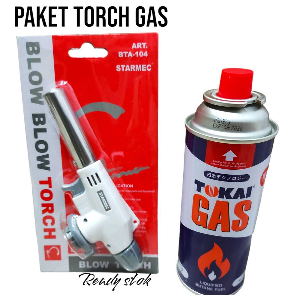 paket gas torch dan gas hicook / gas set portable praktis / pemantik api flame gun set ORIGINAL