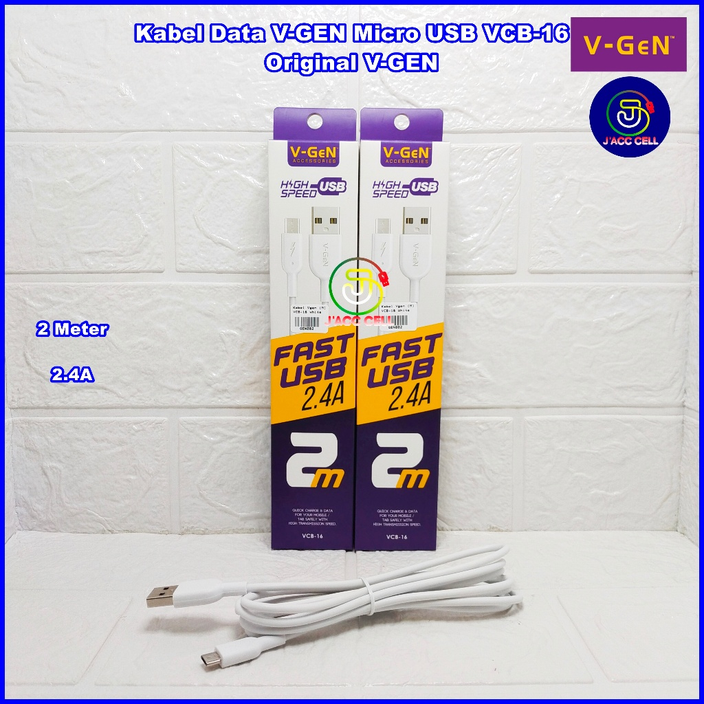 Kabel Data Vgen VCB-16 VCB-18 2M Kabel Micro/Type-C V- GEN VCB 16/VCB 18 Fast Charging 2 Meter Origi