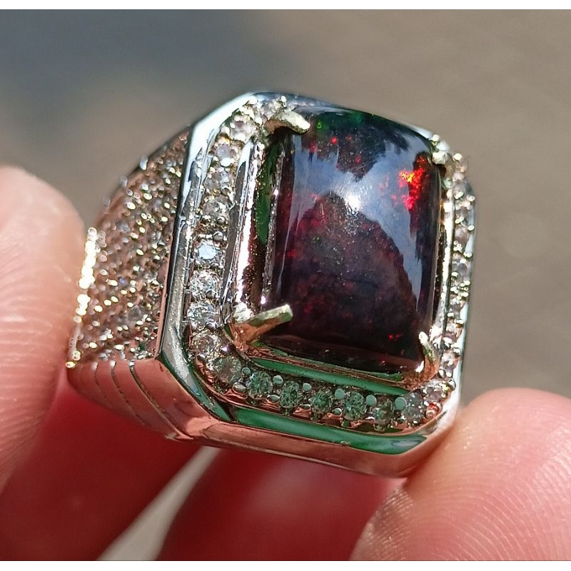 NATURAL BATU KALIMAYA BLACK OPAL 100% ORIGINAL