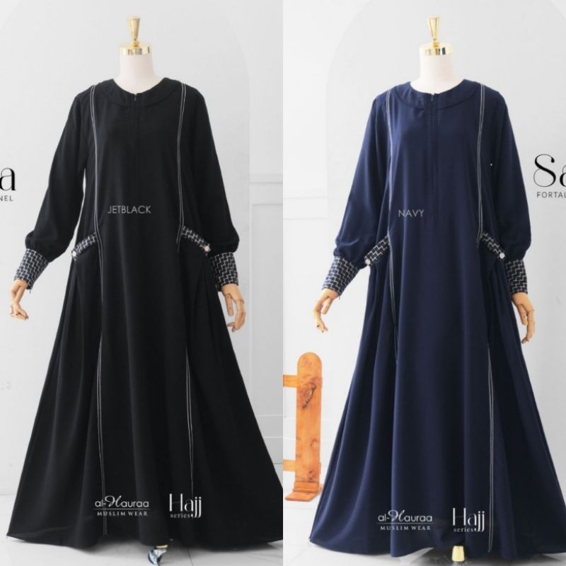 (BISA COD) GAMIS SAFIRA JETBLACK DAN NAVY BY ALHAURAA / GAMIS DAILY / GAMIS HITAM JETBLACK