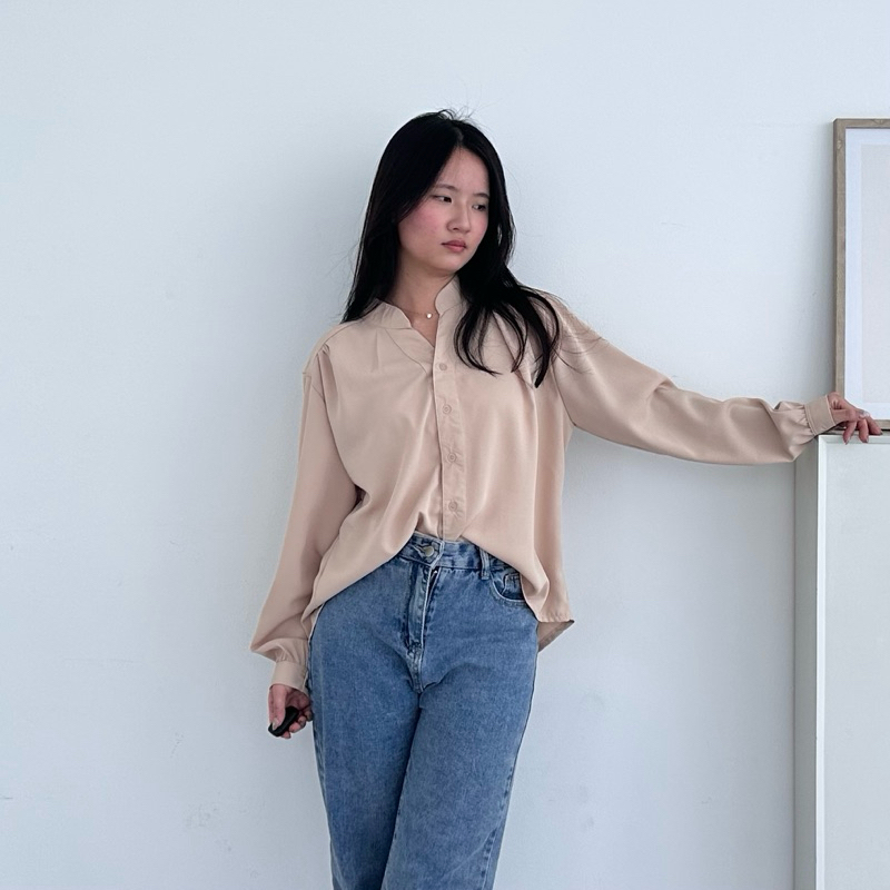 Somi Shirt / Atasan Oversize Kantor Wanita / Kemeja Wanite Oversize / Kemeja Korea Basic Kualitas / 