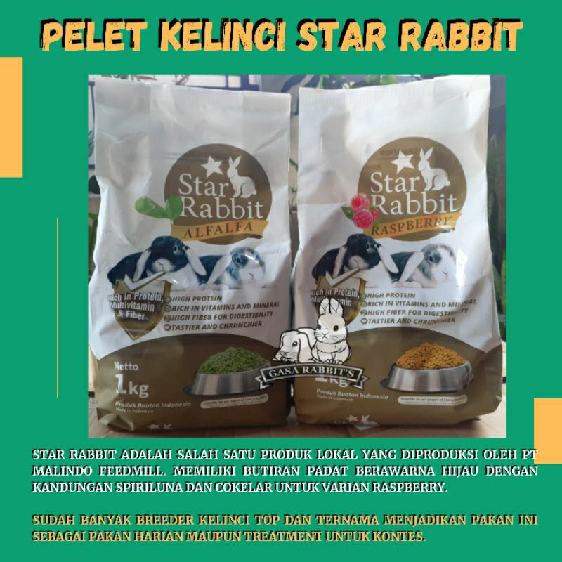 PELET KELINCI STAR RABBIT - PELET STAR RABBIT - STAR RABBIT 1 KG - PELET KELINCI 1 KG - MAKANAN KELI