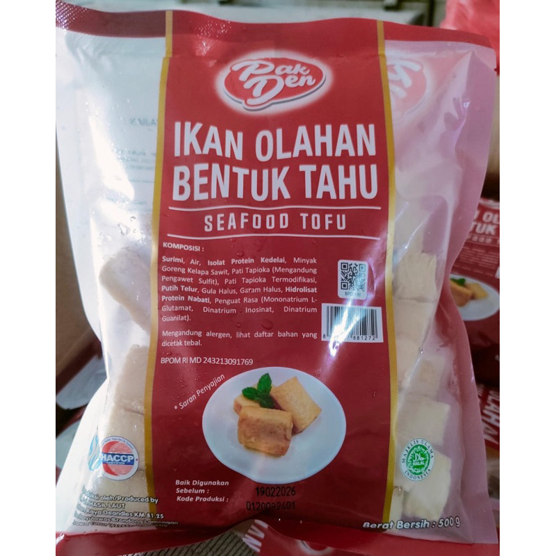 

Ikan Olahan Bentuk Tahu Pak Den 500 gr / Seafood Tofu