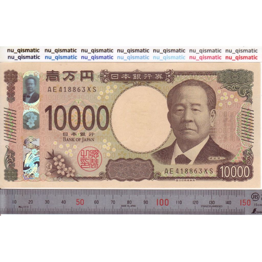 Uang Jepang Japan 10000 10.000 Yen , 2024 New 3D Hologram , Choice AUNC Baru P# 109a, Minor Fold