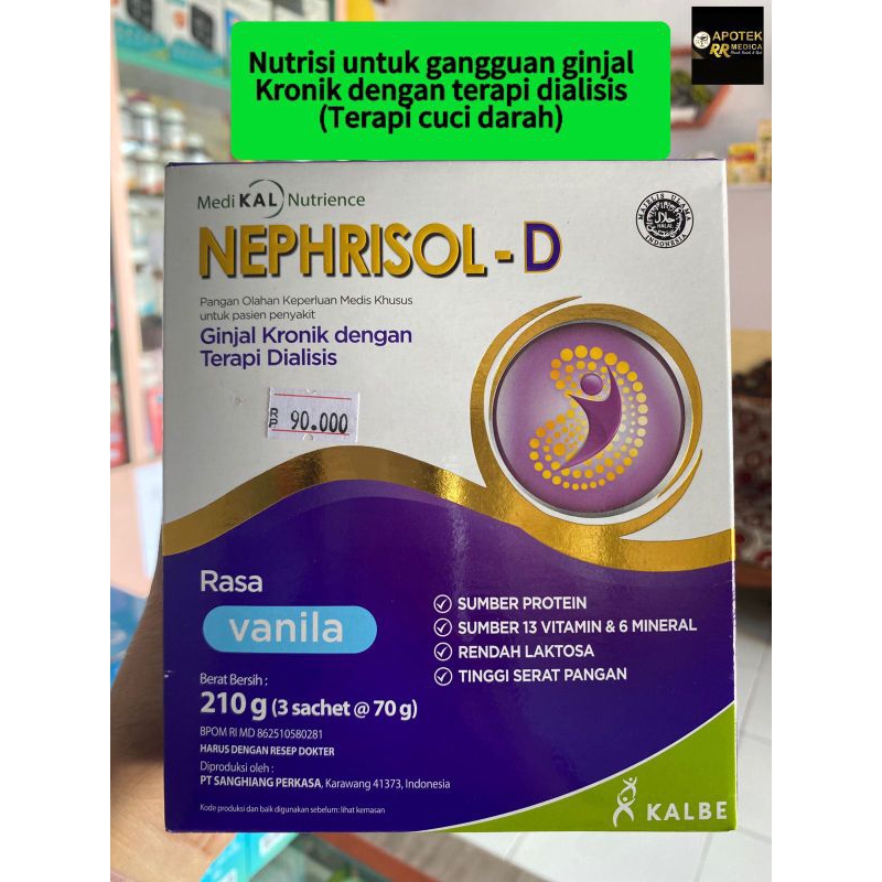 

Nephrisol-D Vanilla 210 gram - Nutrisi khusus pasien ginjal kronik HD/CAPD