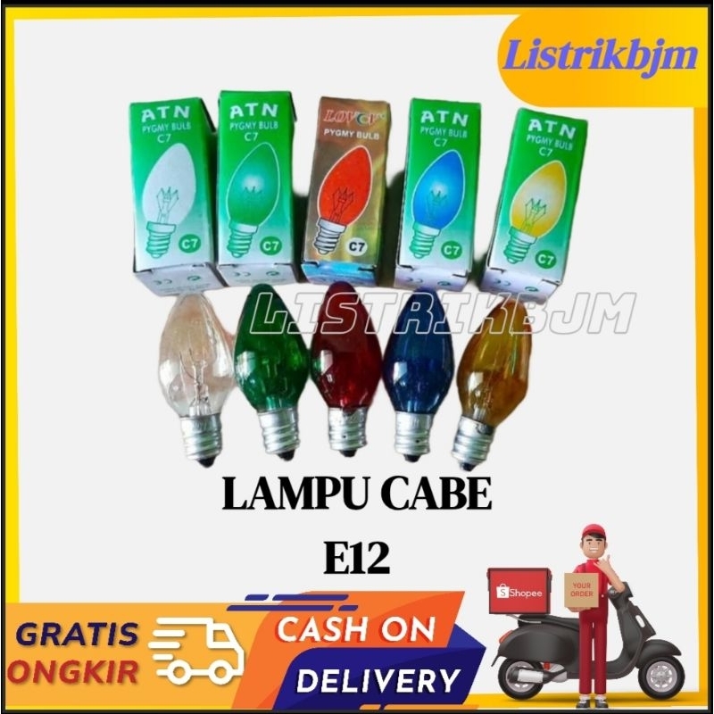 BOHLAM CABE E12/LAMPU CABE WARNA WARNI BOHLAM HIAS