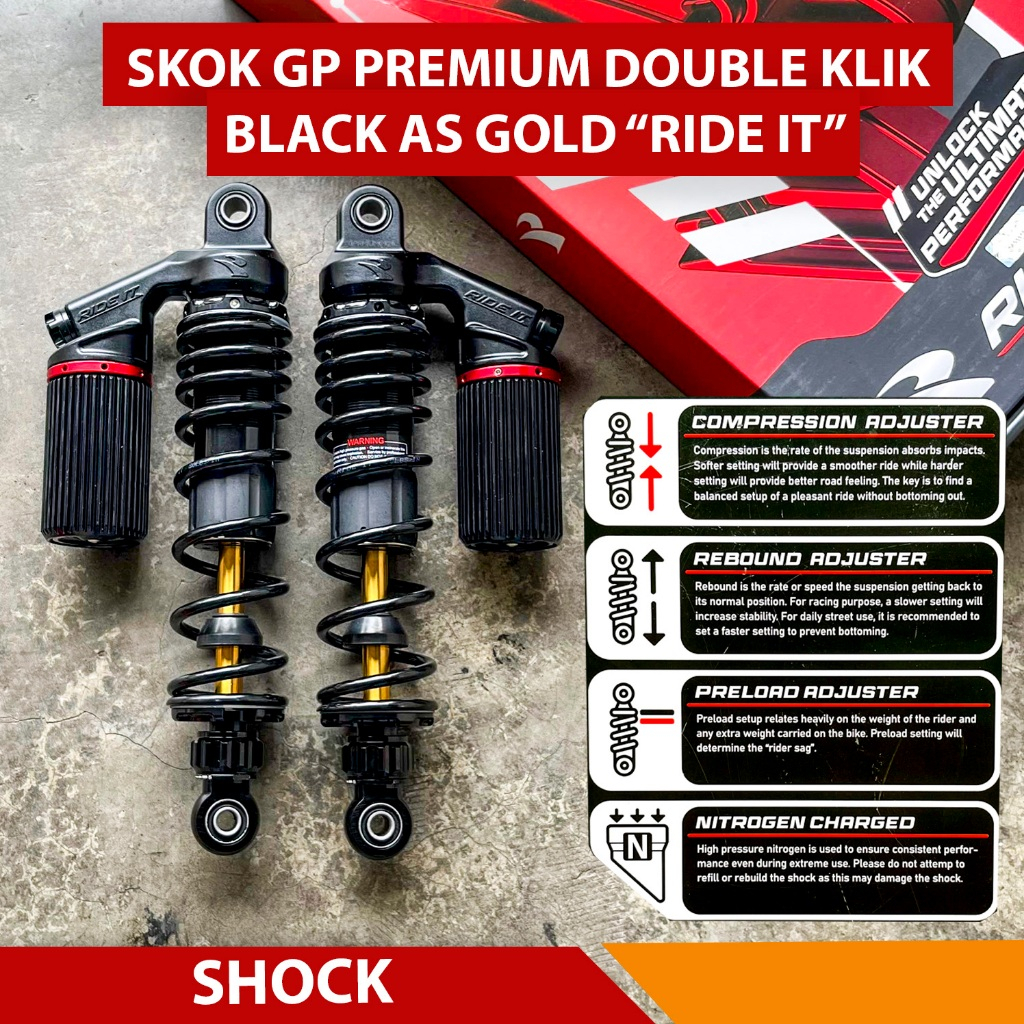 SHOCKBREAKER SHOCK BELAKANG TABUNG GP PREMIUM RIDE IT DOUBLE KLIK SKOK TABUNG RIDE IT GP PREMIUM SHO