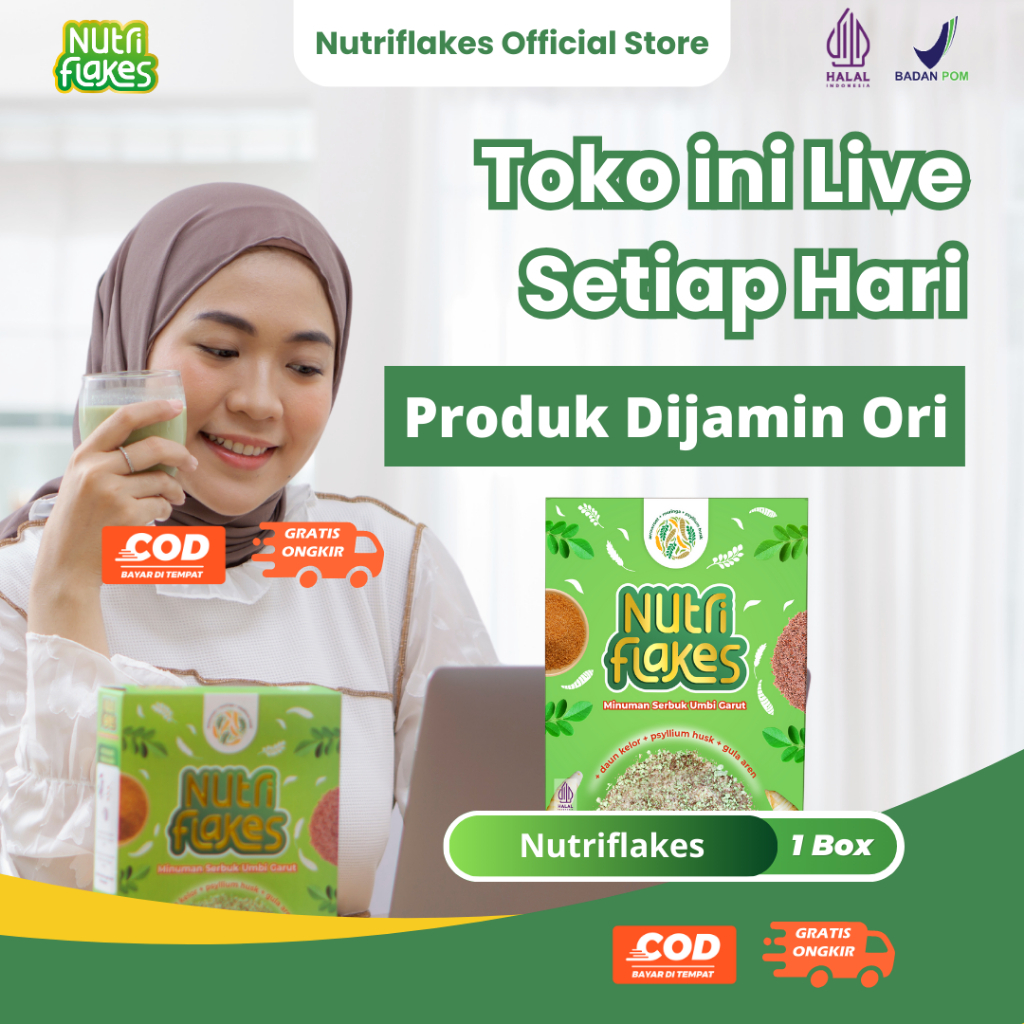 

Nutriflakes Sereal Umbi Garut Obat Atasi Maag, Gerd Dan Asam Lambung 1 Box