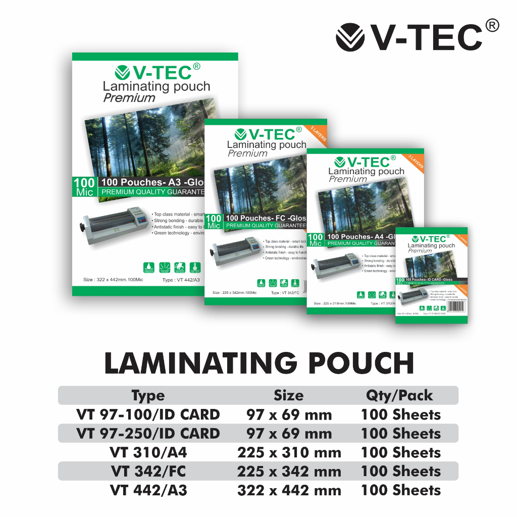

V-TEC MIKA LAMINATING F4 100MC VT342 / A4 100 micron