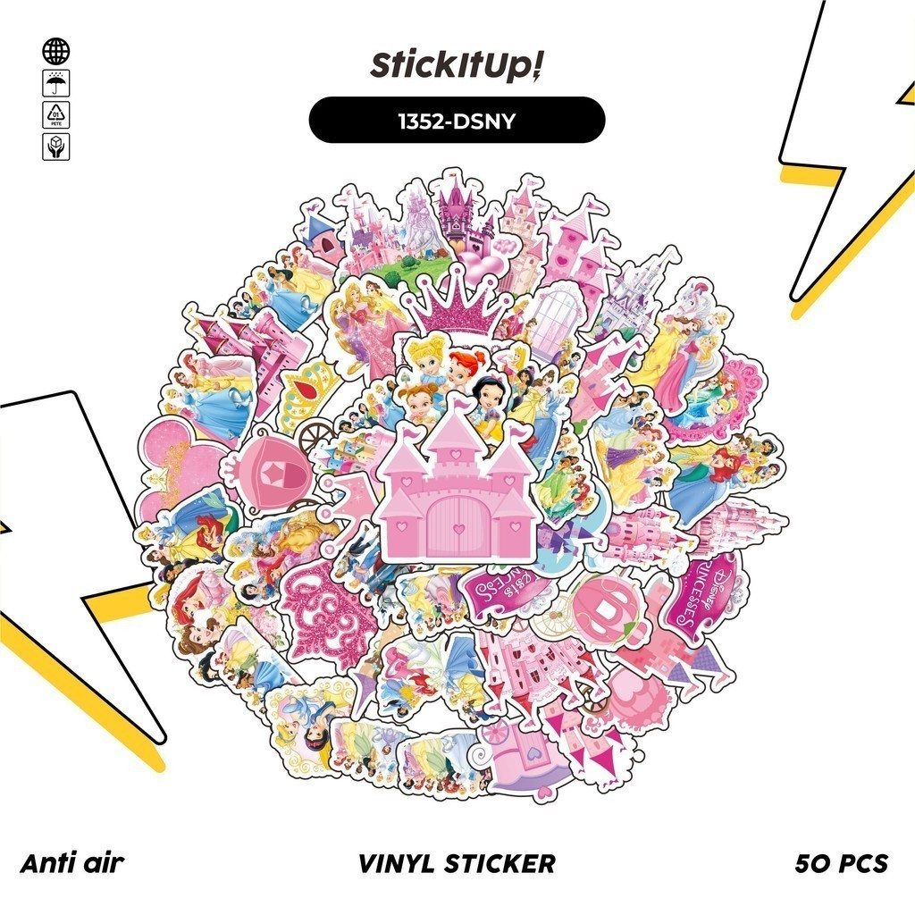 

COD✨ 100 Pcs Stiker Disney Princess Castle Lucu Anti Air Untuk Dekorasi Notebook Sepeda Skateboard Handphone DIY