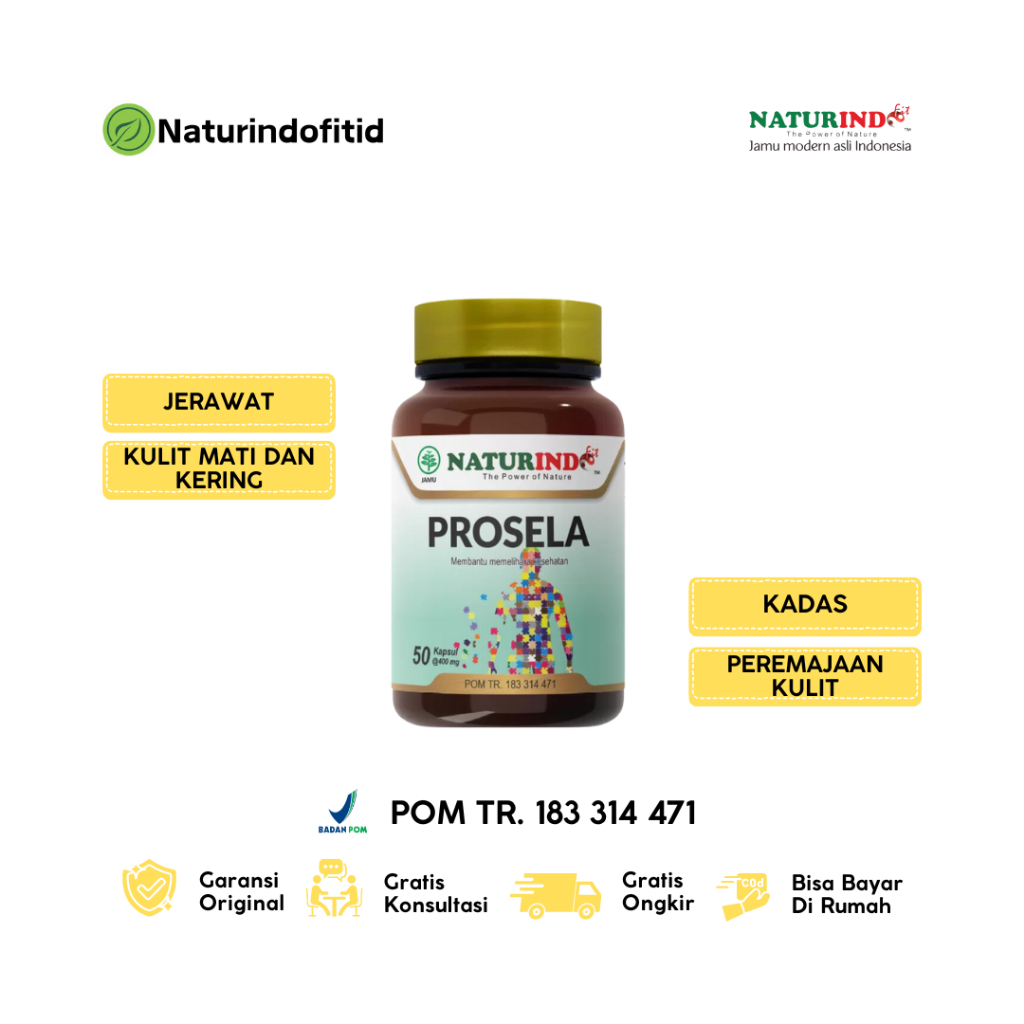 Naturindo Prosela Obat Herbal Jamu Penghilang Bekas Luka Jerawat Ketombe Bisul Koreng Bopeng BPOM