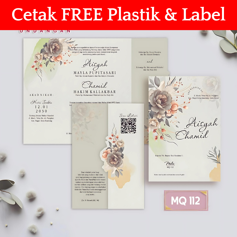 MALIQ 112 | Undangan Pernikahan Sudah Cetak Siap Pakai Gratis Plastik dan Label | Kertas Blangko Und