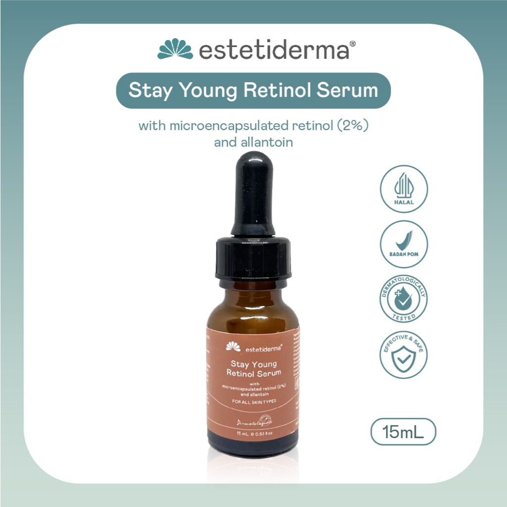 Estetiderma Stay Young Retinol Serum – Serum malam anti aging mencerahkan Retinol 2%