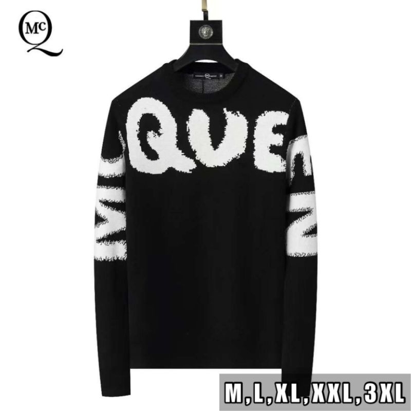 SWEATER RAJUT PRIA ALEXANDER MCQUEEN HITAM IMPORT MIRROR TERBARU