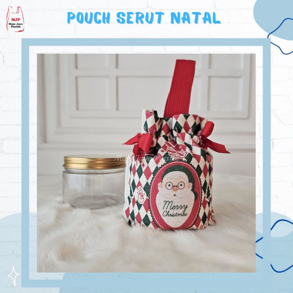 

Pouch Serut Tas Toples kue kering Christmas Natal Goodie Bag Cookies Plastik Serut Candy Bag hampers