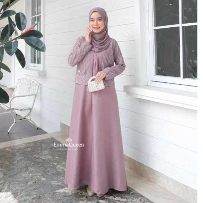 Emmaqueen Alya Dress Gamis Blazer Brokat Syar'i