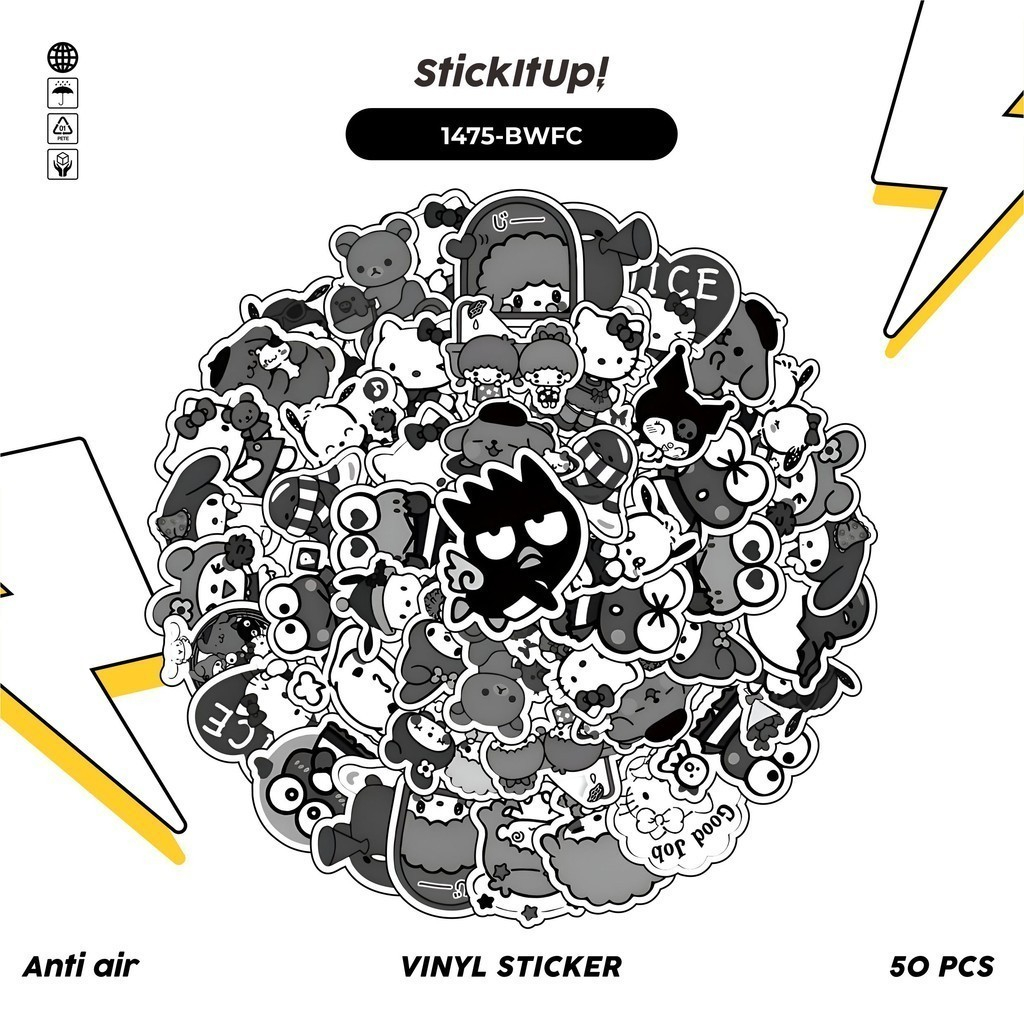 

COD✨ 100 Pcs Stiker Black and White Famous Cartoon Lucu Anti Air Untuk Dekorasi Notebook Sepeda Skateboard Handphone DIY