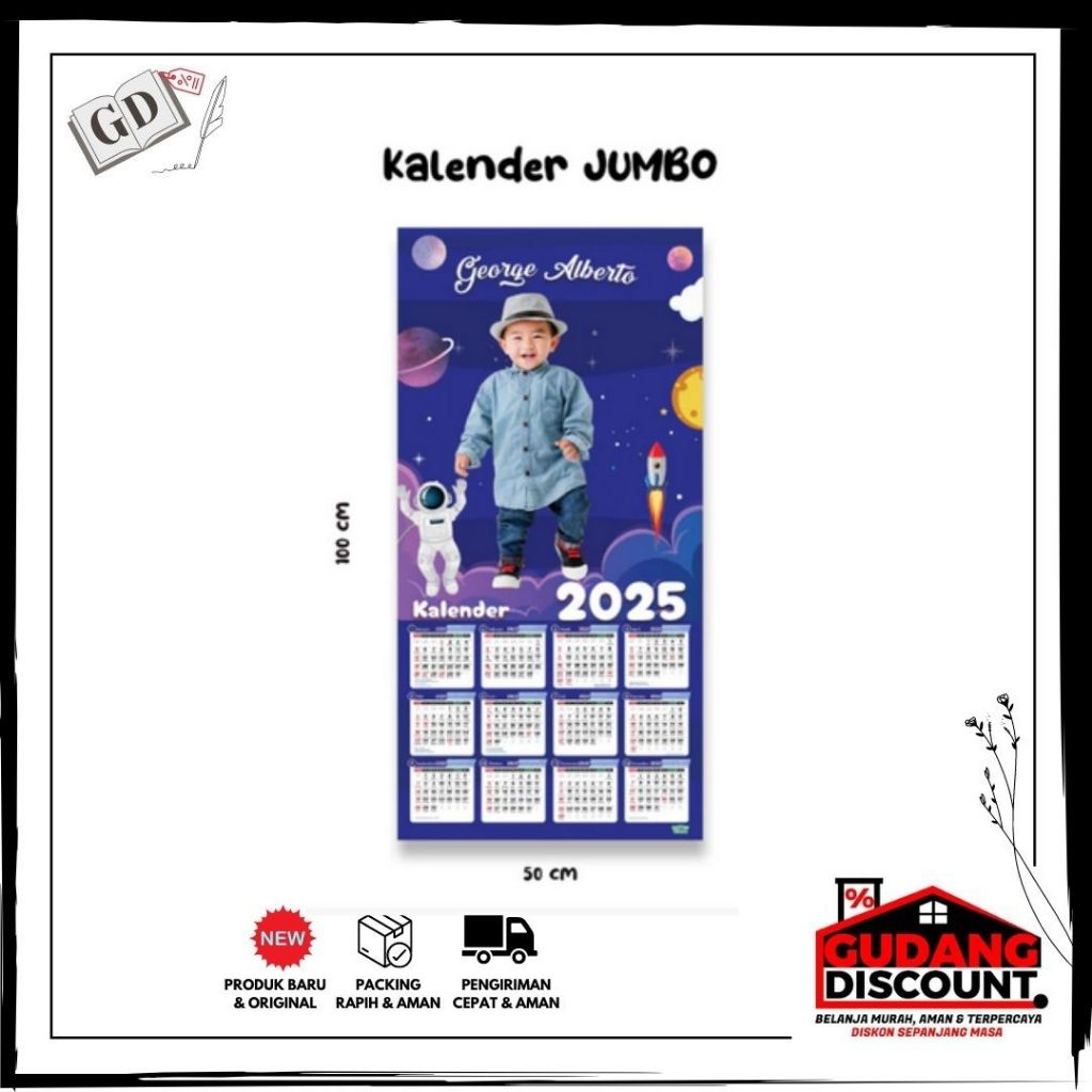 

GD//Kalender Dinding 2025 Custom Nama + Foto Desain Karakter, Biru Dongker
