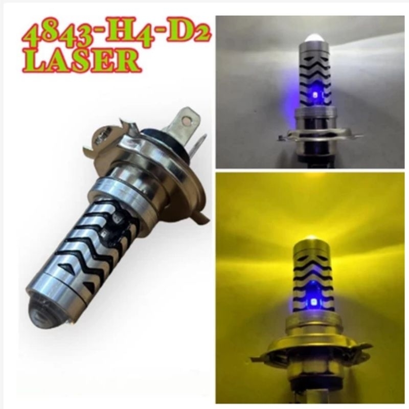 Lampu laser h4 senja biru Lampu led h4 laser 2warna D2 kaki 3 H4 Laser senja biru Vixion mxking tige
