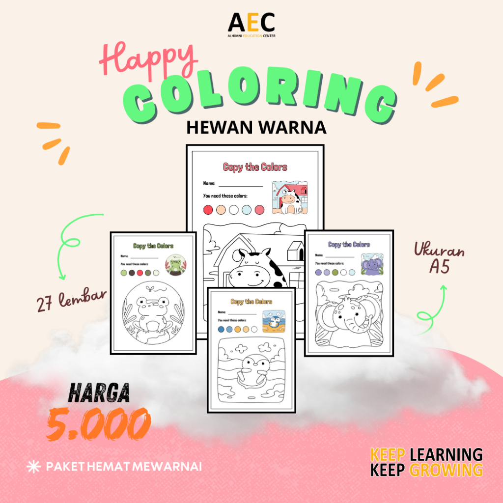 

TEMA HEWAN WARNA (lembar A5 mewarnai coloring whorkseet)