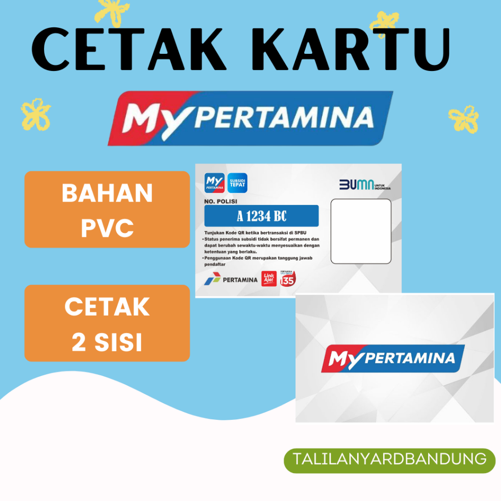 

Cetak Kartu My Pertamina / ID Card My Pertamina Costum Foto Bahan Tebal PVC