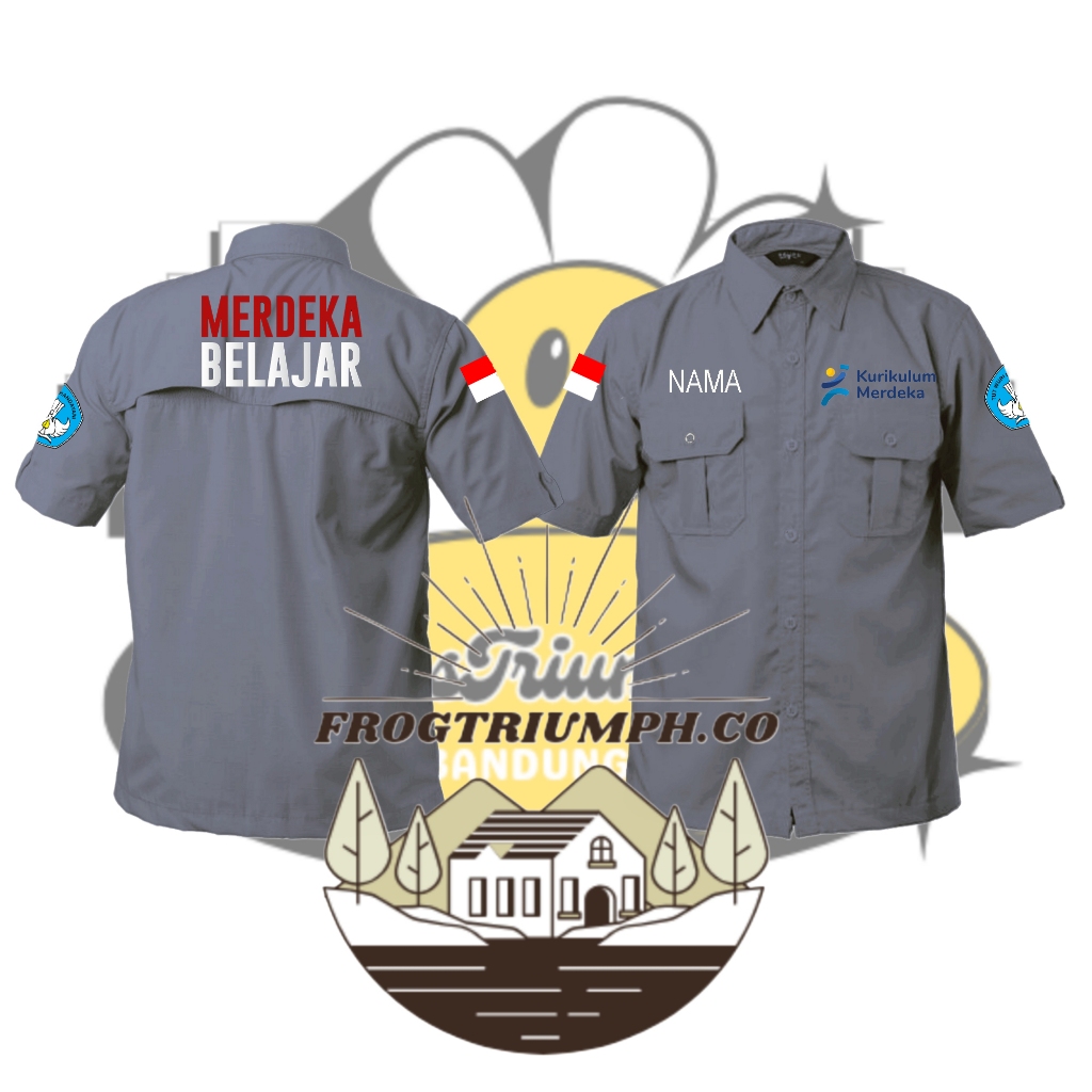 KEMEJA PDL PDH LENGAN PENDEK MERDEKA BELAJAR FREE DESIGN CUSTOM