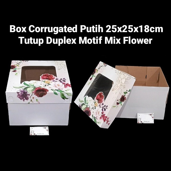 

( 3 pcs ) Kotak Dus Mika Motif Bunga Hampers Hadiah Box 25x25x18 cm Packaging Kue Tart Ultah