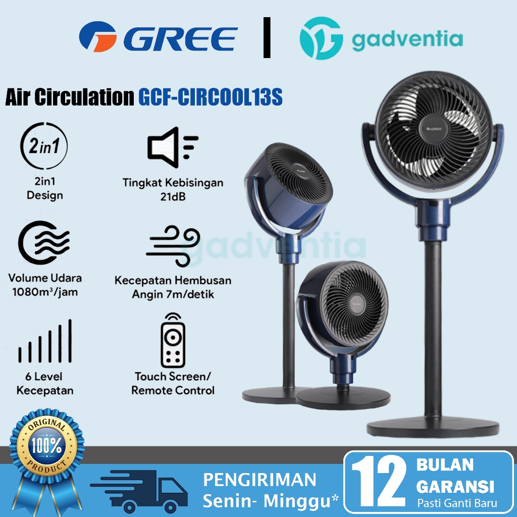 Gree GCF-CIRCOOL13S Air Circulation Fan Circool Kipas Angin 2 in 1 Design Lantai dan Meja Ruang Tamu