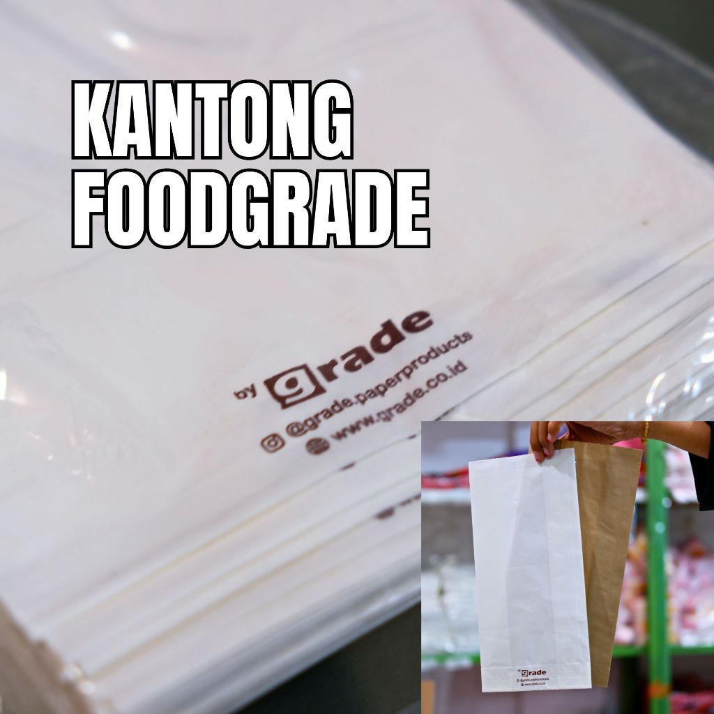 

Kantong Kertas Makanan/Paper Bag Makanan Foodgrade/Paper Bag Kentang/Fried Chicken/Burger/Donat/Roti