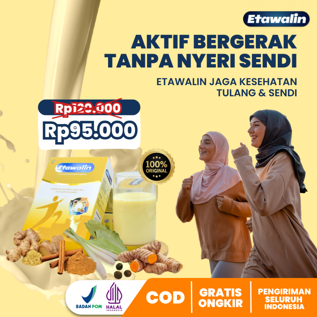 

Etawalin Susu Kambing Etawa Solusi Nyeri Sendi, Pegel Linu, Asam Urat, Rematik, Kesemutan, Badan Sakit dan Pegal dengan Bahan Herbal Alami rasa Jahe dan Kayu Manis Dijamin Aman dan Halal Sudah BPOM Produk Asli dan Original Official Store