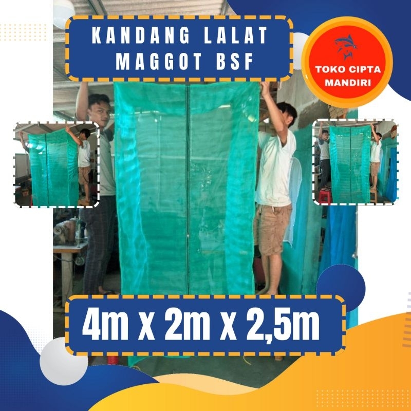 kandang lalat bsf 4x2x2,5  kasa hijau kandang lalat bsf