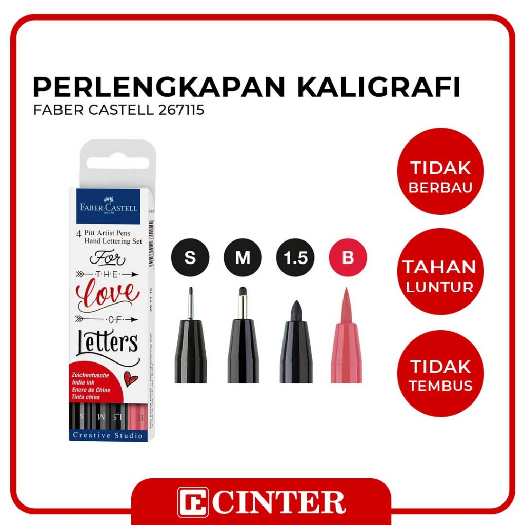 

FABER CASTELL - PENA / PERLENGKAPAN KALIGRAFI / PITT ARTIST PEN HAND LETTERING WALLET OF 4(267115)