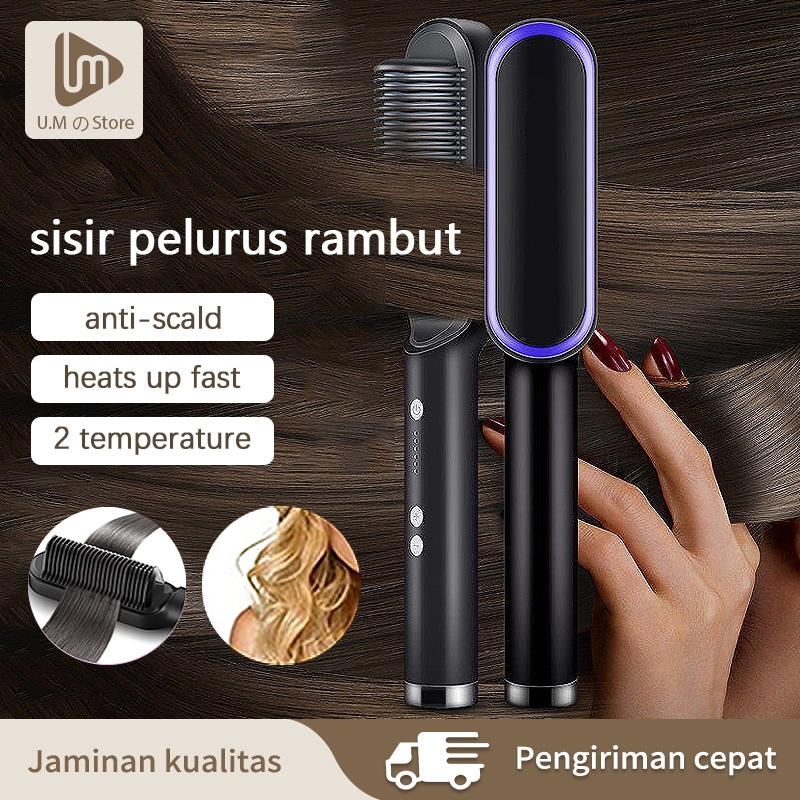 sisir pelurus rambut Catok Rambut 2 in 1 Catokan Sisir Pelurus Rambut Elektrik