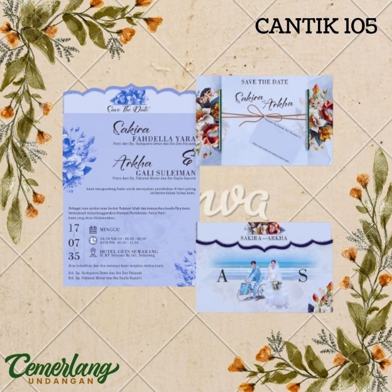 Blangko Undangan atau Kertas Undangan Pernikahan CANTIK 105 Harga Termurah Gratis File Setting