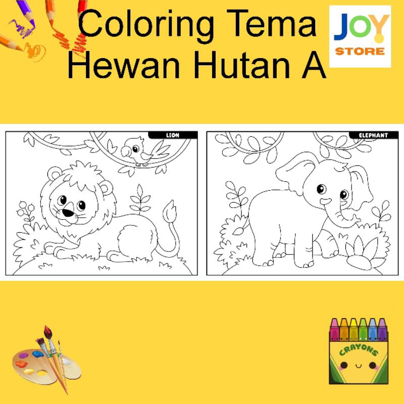 

Kertas Gambar Mewarnai ukuran A4 dan A5 150 gsm - Coloring Paper Tema Hewan Hutan A Toko Joy Store