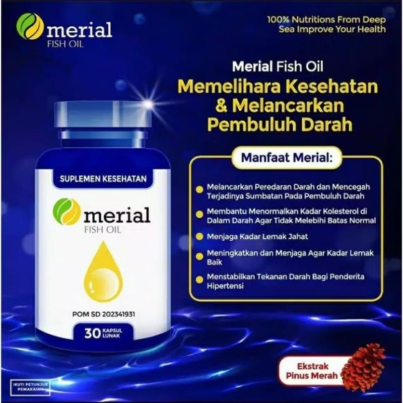MERIAL FISH OIL MEMELIHARA KESEHATAN & MELANCARKAN PEMBULUH DARAH