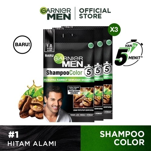 Garnier Men Shampoo Color Hair Color Hitam Alami