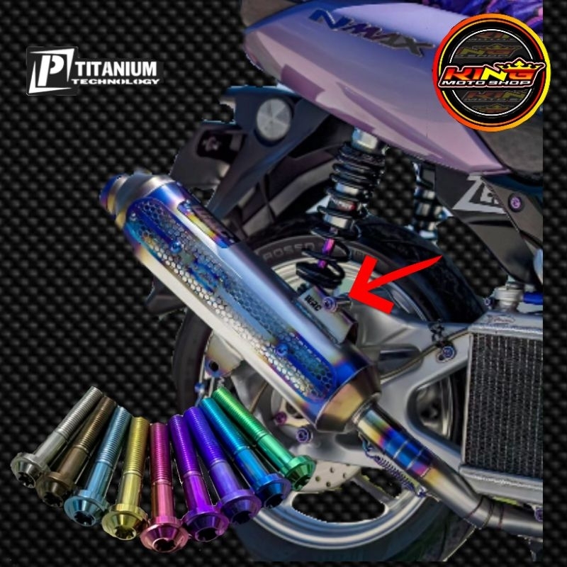 baut breket knalpot ke arm nmax & aerox titanium baut knalpot titanium aerox nmax per 1 biji