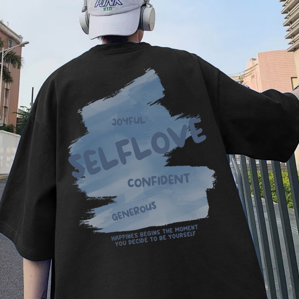 SSC KAOS DISTRO HITAM KOREA | BAJU KAOS PRIA WANITA | KAOS KOREAN SELFLOVE BLUE | DISTRO KAOS PRIA W