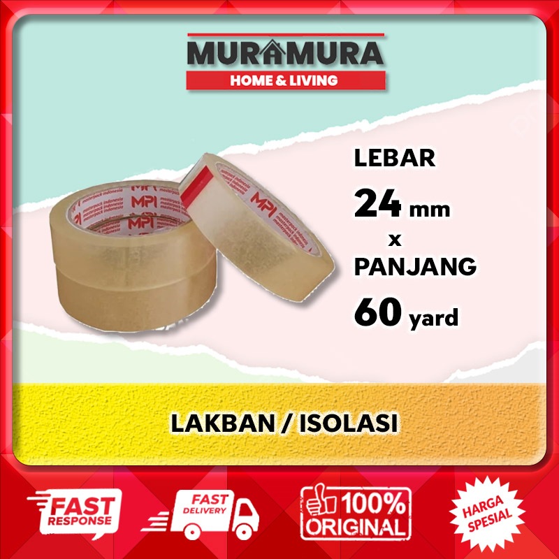 

[BISA COD] LAKBAN BENING ISOLASI TAPE 24 MM x 60 YARD MURAH