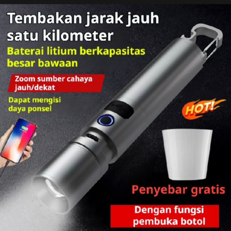 Senter Cas LED Laser Zoom 3 Mode Cahaya MX-8661 Cahaya Putih