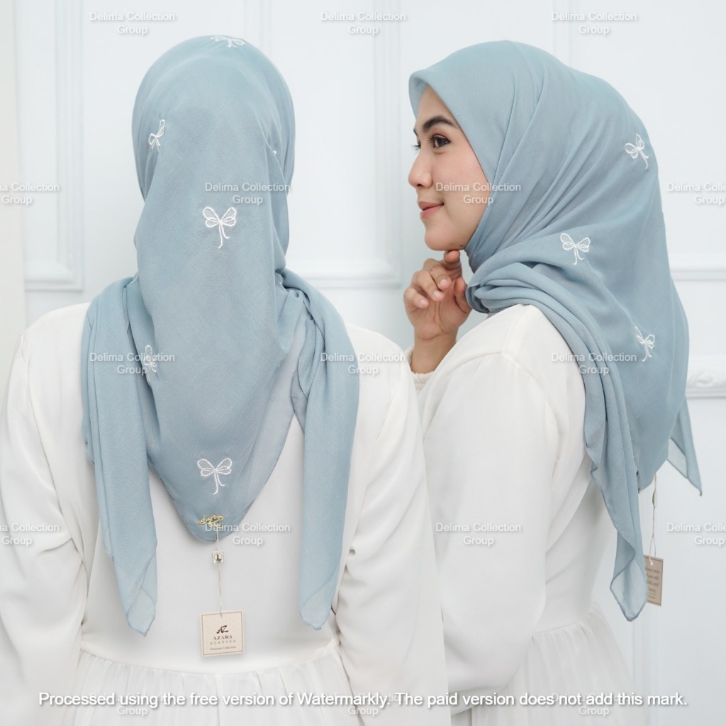 NewdailyHijab || Hijab Segiempat Paris Coquette Bordir Pita Pouch Azara