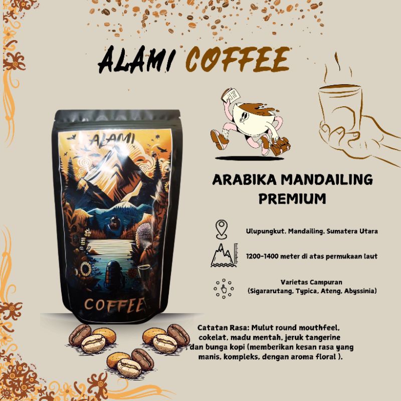 

Kopi Mandailing Premium Arabika 200g/Alami Coffee