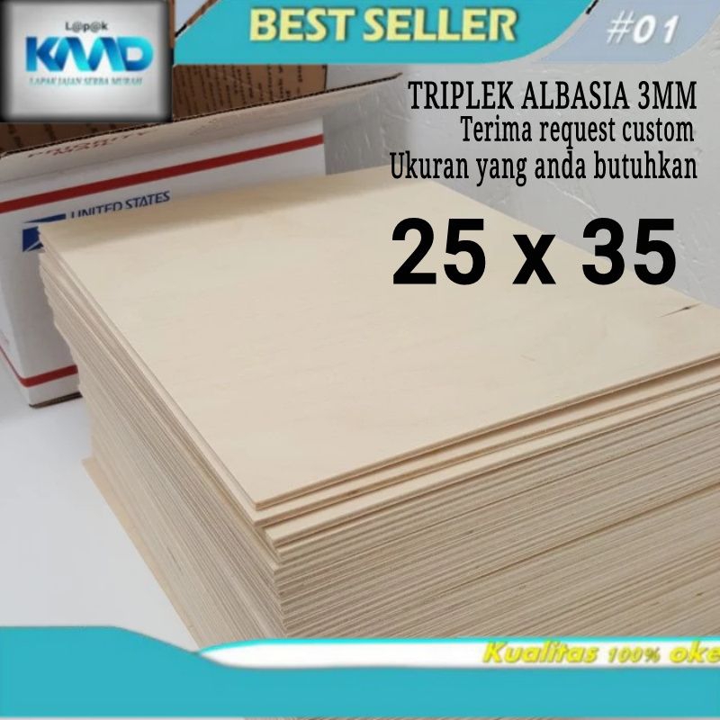 Lk - triplek  3mm albasia 25x35 multiplek potongan bahan kerajinan tangan siap pakai