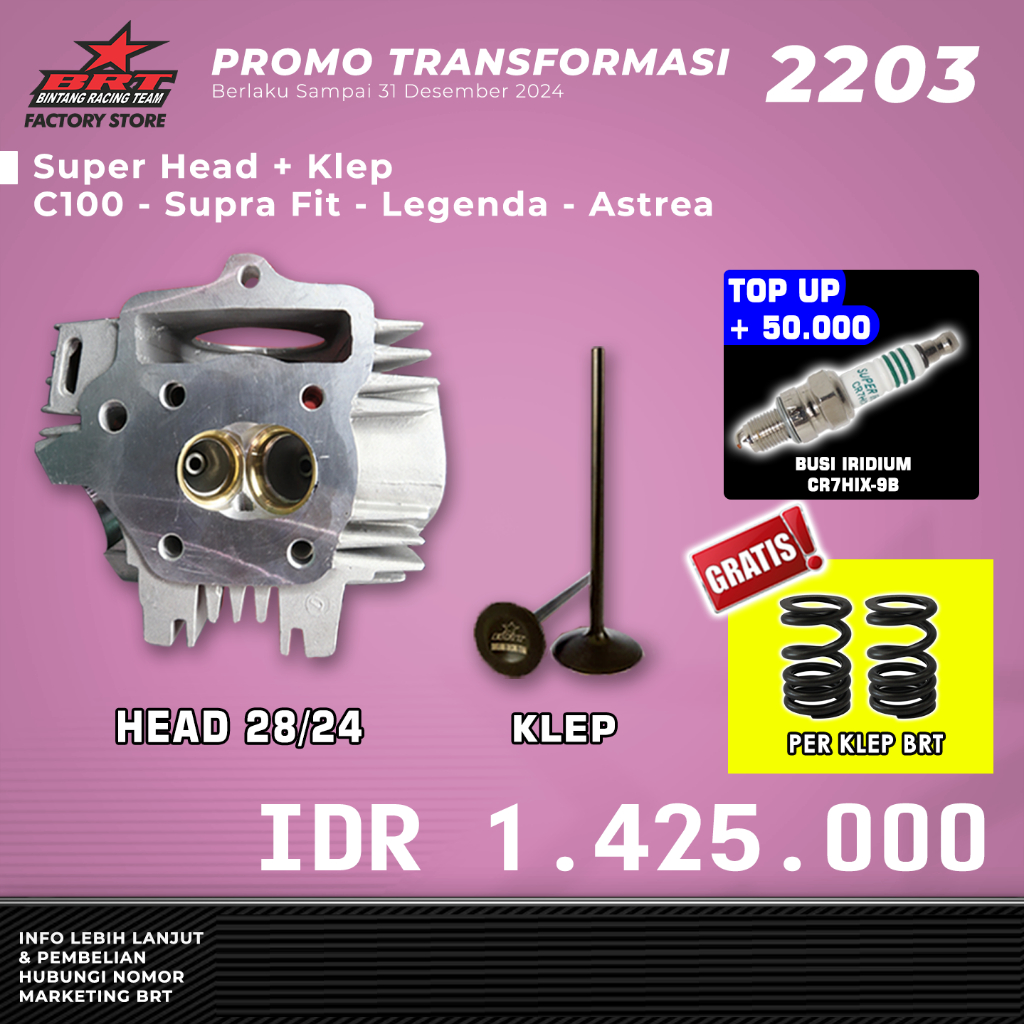HEAD ALBRONZE 28/24 NON PORTING CNC/PORTING CNC C100/SUPRA FIT/LEGENDA/ASTREA BRT BINTANG RACING TEA