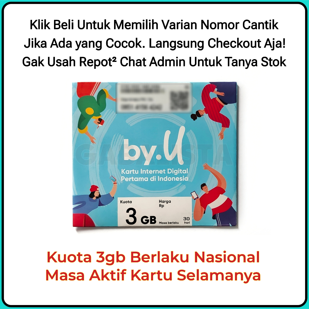 B.35 Nomor Cantik by.U Kuota 3gb Masa Aktif selamanya, Kartu Perdana dari Telkomsel