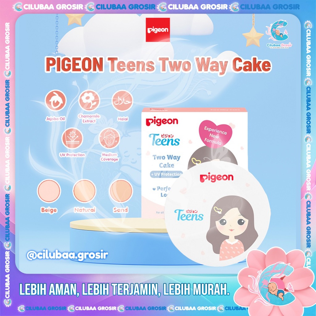 PIGEON Teens Two Way Cake UV Protection 14Gr || Refill Two Way Cake 14Gr || Bedak Padat Pigeon Remaj