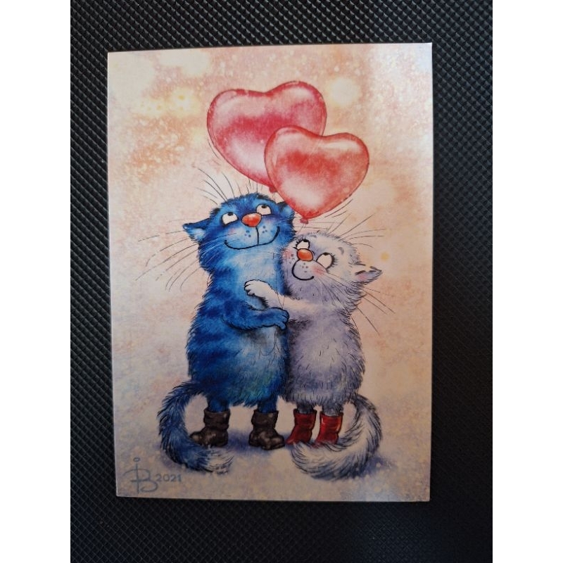 

kartu pos kucing bluecat valentine/blue cat love postcard